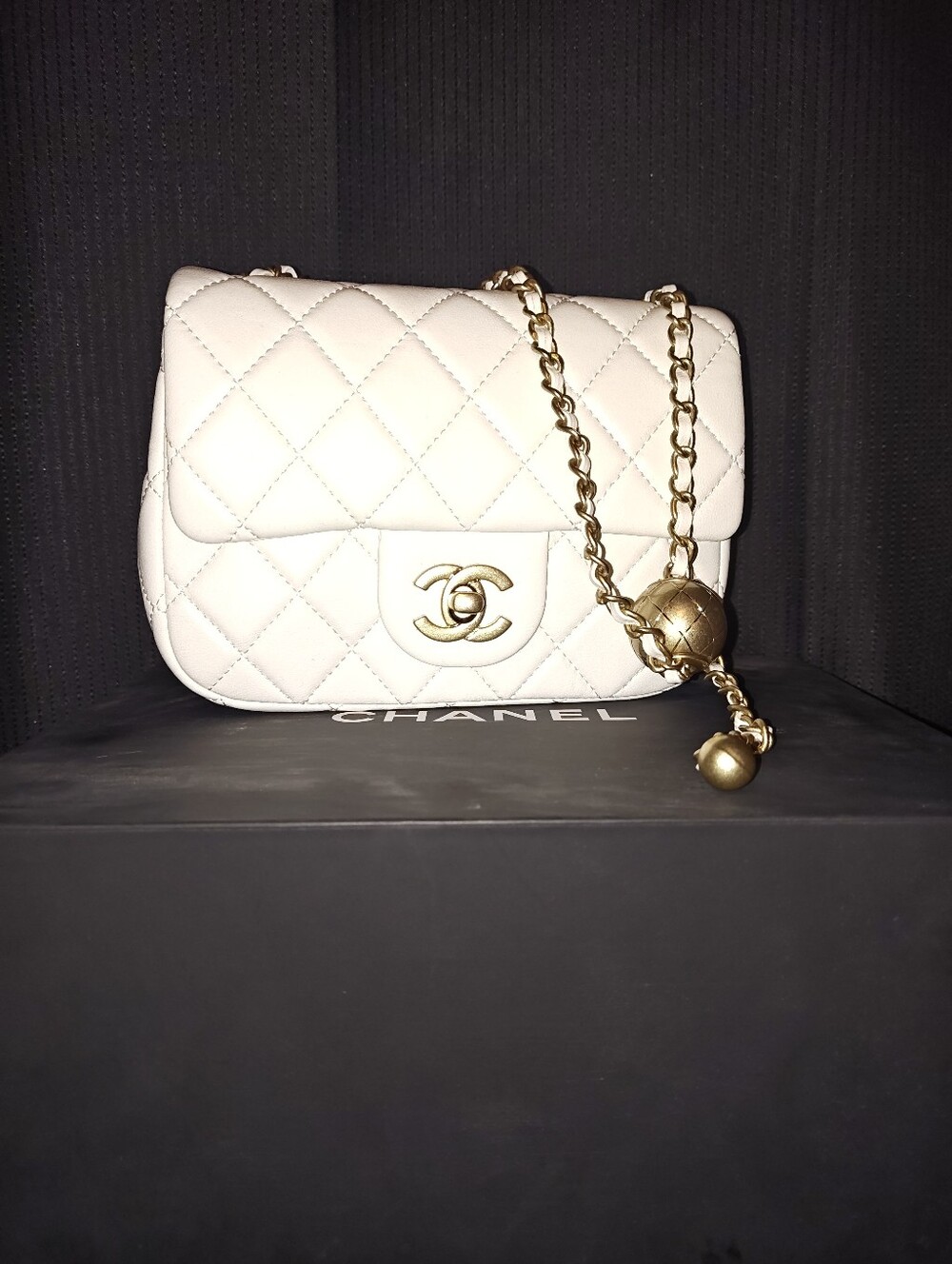 White Quilted Mini Flap Bag